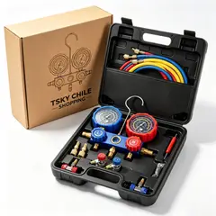 TSKY CHILE SHOPPING - Kit Manometro Refrigeracion Manifold R410a R134a R22 R404a Aire Acondicionado Automotriz