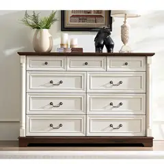 MSA MUEBLES SANTA ANA - Cómoda Cajonera Old White 9 Cajones