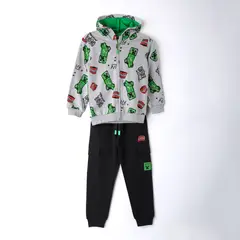 MINECRAFT - Conjunto Buzo Niño Full Print Gris
