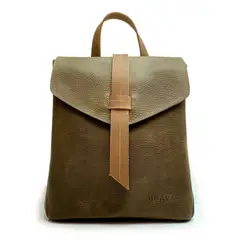 BRAVA - Mochila de cuero modelo ELENA Oliva