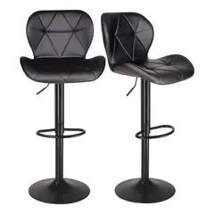 EVERSO - Pack 2 Sillas Bar Piso Altura Regulable Taburete Respaldo