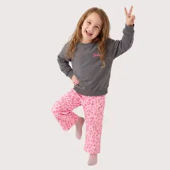 BARBIE - Conjunto Buzo Niña Animal Print Gris