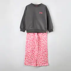 BARBIE - Conjunto Buzo Niña Animal Print Gris