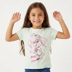 PAW PATROL - Polera Manga Corta Niña Skye Foil Verde