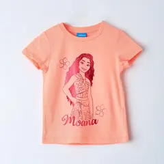 DISNEY - Polera Manga Corta Niña Moana Foil Naranjo