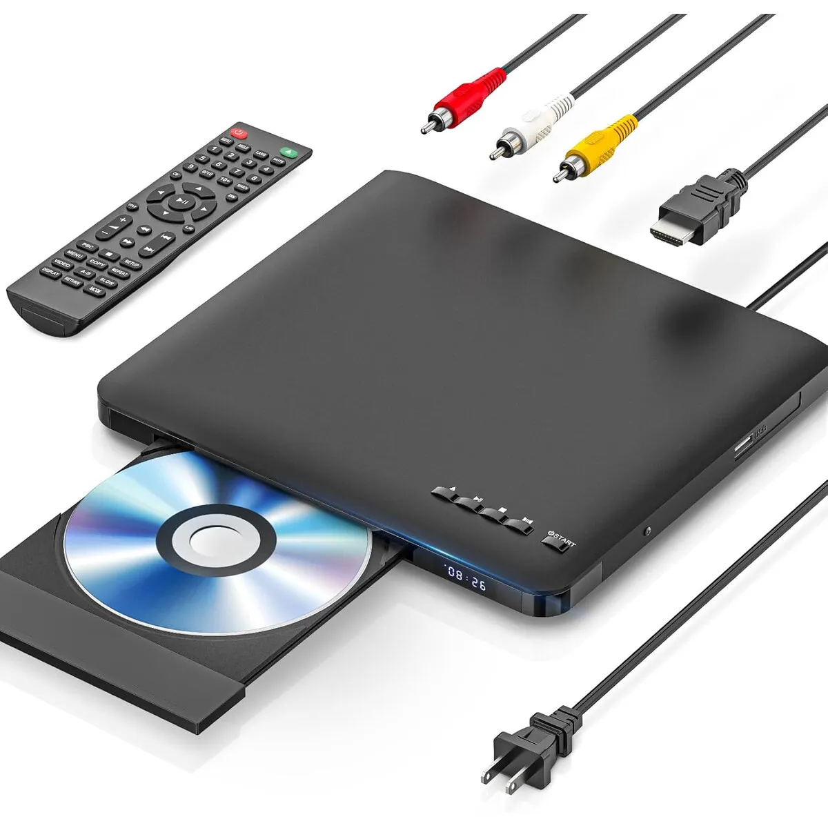 GENERICO - Reproductor DVD Ultra Slim MAITE HDMI AV USB MTDVD10 Lite