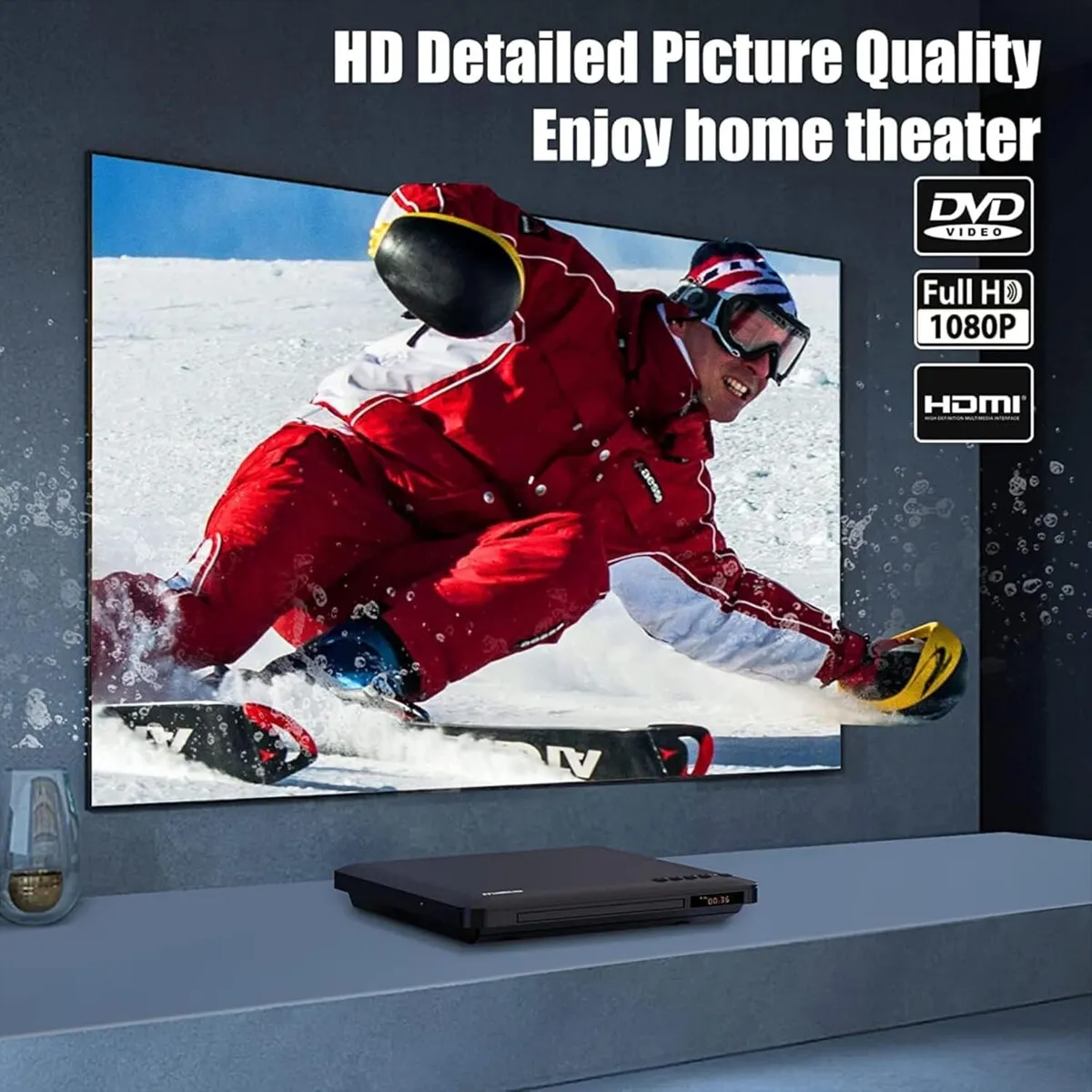 GENERICO - Reproductor DVD Ultra Slim MAITE HDMI AV USB MTDVD10 Lite