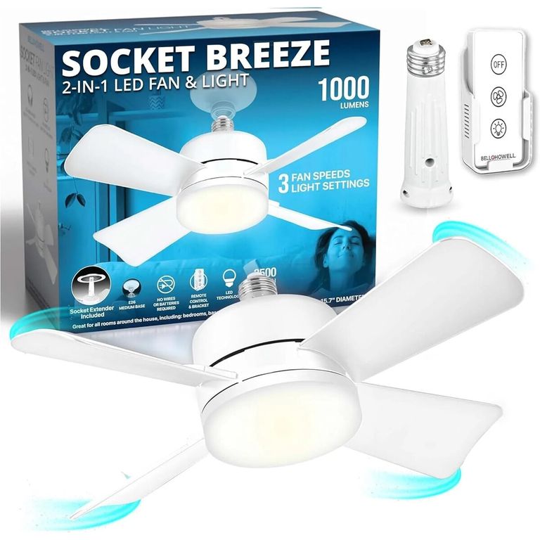 GENERICO Ventilador Techo BellHowell Socket Breeze LED E26 1000lm Control
