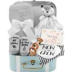BEBE - Set Regalo Bebé Manta Zorro Chupete Babero Calcetines Neutro
