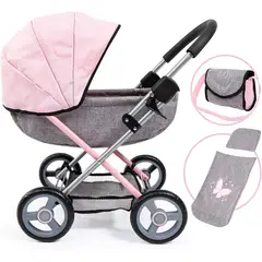 BAYER - Coche 4en1 para Muñecas 46cm Rosa con Bolsa