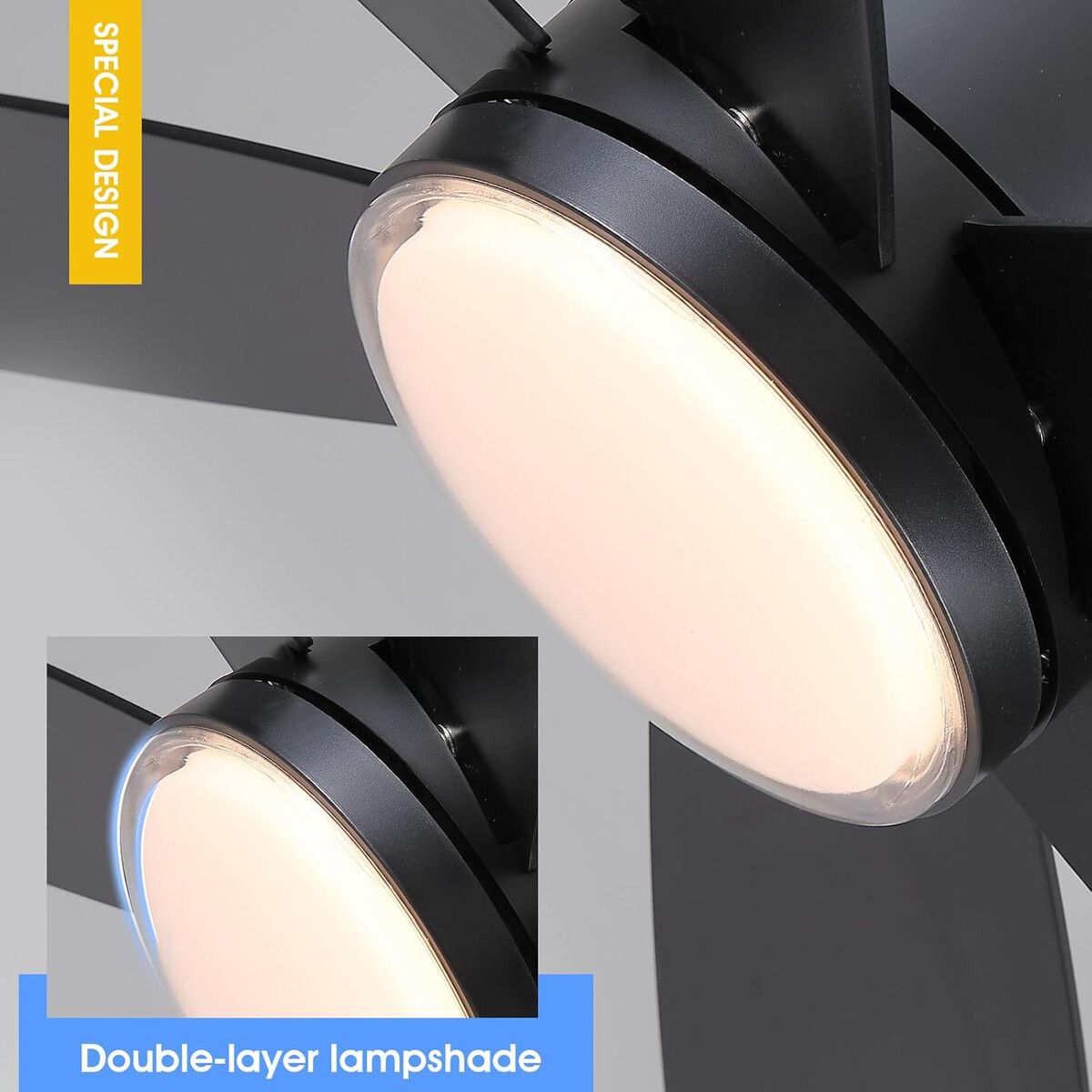 GENERICO - Ventilador Techo Kviflon 46 6 Aspas Luz LED Control Remoto