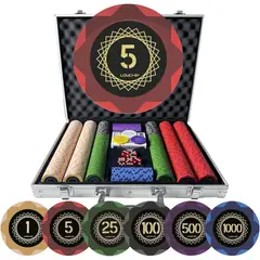 GENERICO - Set Fichas Poker LOYCHIP 500 Unidades 14g Clay Texas Holdem