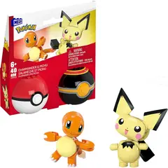 POKEMON - Set Construcción MEGA Pokémon Charmander Pichu 40 piezas Poka Ball