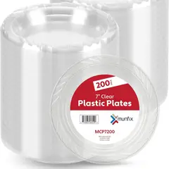 GENERICO - Platos Plásticos Munfix 7 Pulgadas Transparentes 200 Unidades
