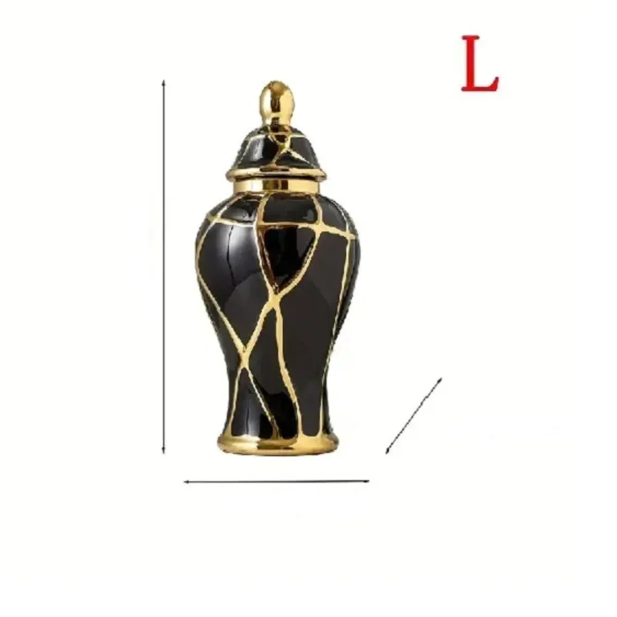 GENERICO - Jarrón de Cerámica Decorativa con Tapa – Elegancia y Lujo Ligero para tu Hogar, (42 x 17 cm)