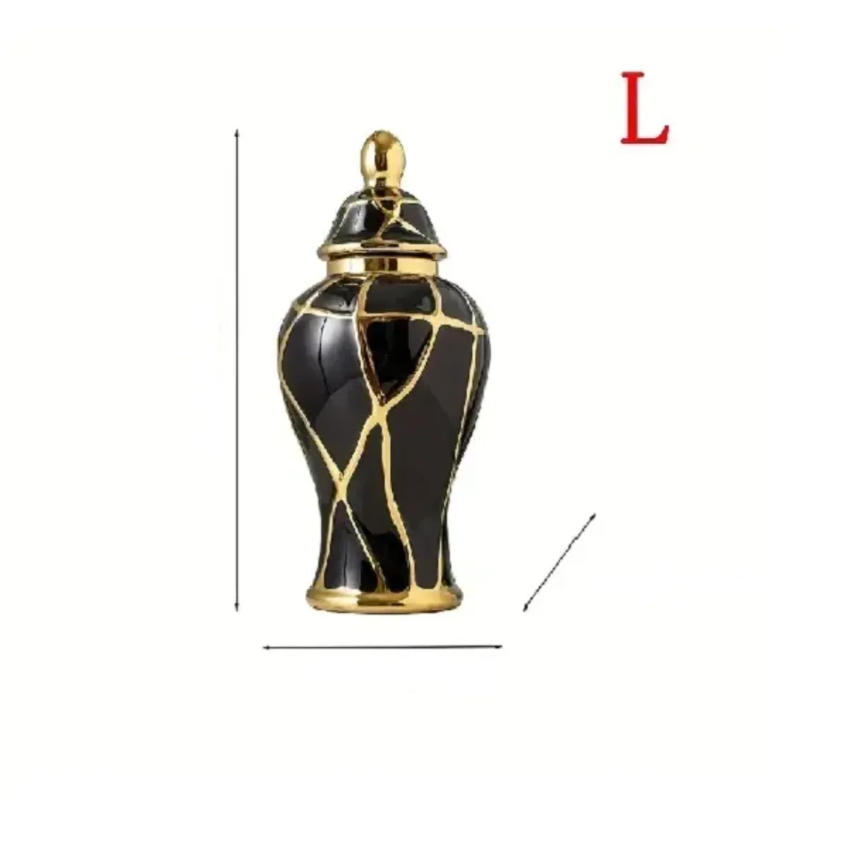 GENERICO - Jarrón de Cerámica Decorativa con Tapa – Elegancia y Lujo Ligero para tu Hogar, (42 x 17 cm)
