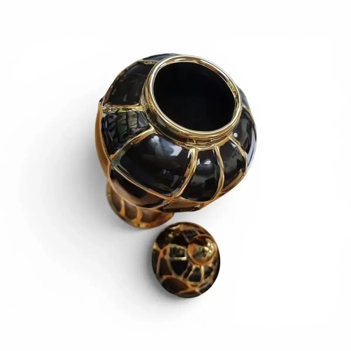 GENERICO - Jarrón de Cerámica Decorativa con Tapa – Elegancia y Lujo Ligero para tu Hogar, (42 x 17 cm)