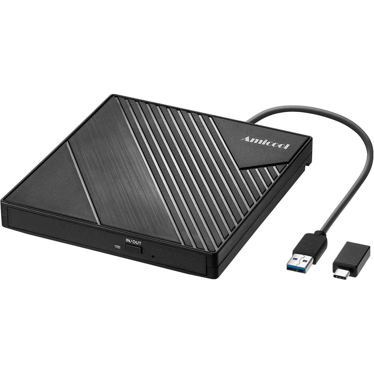 GENERICO - Unidad DVD Externa Amicool A11 USB 3.0 USBC Negra