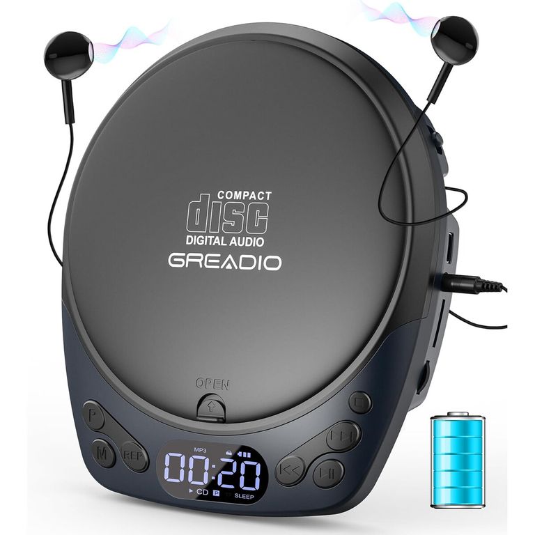 GENERICO Reproductor CD Portátil Greadio CD40 Recargable AUX TF