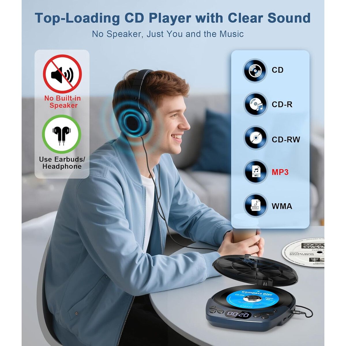 GENERICO - Reproductor CD Portátil Greadio CD40 Recargable AUX TF
