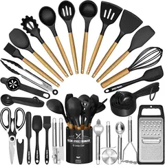 CHEF - Set Utensilios Cocina Umite 34 Piezas Silicona Negro