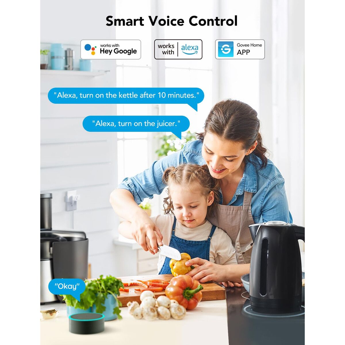 GOVEE - Enchufe Inteligente Govee Dual 4 Pack 15A WiFi Bluetooth
