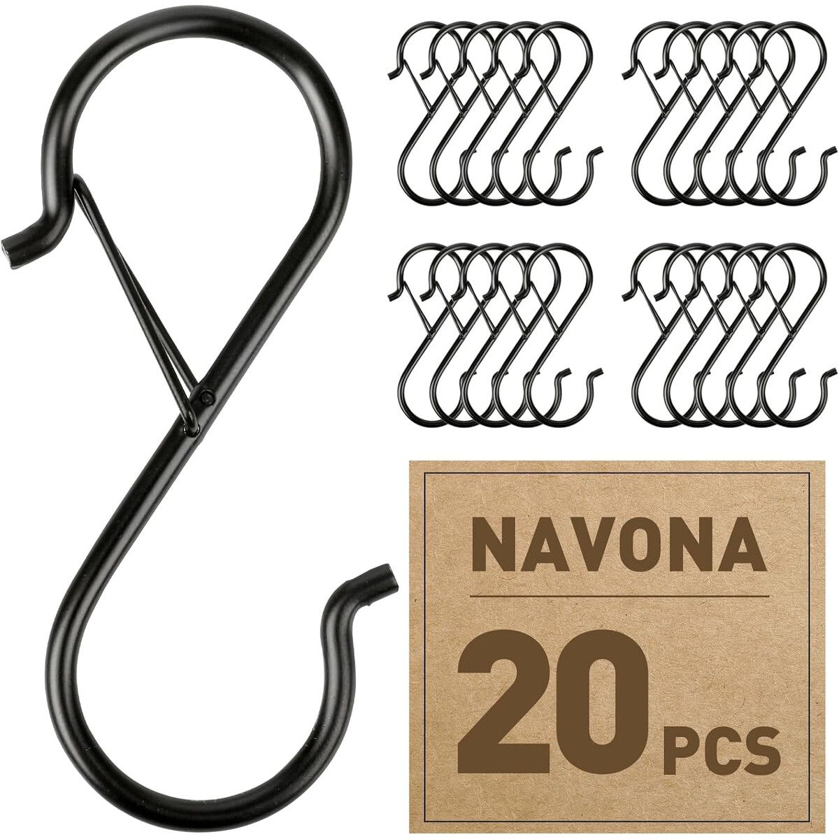 NAVONA - Ganchos S Navona 20 Unid 3.5 Acero Pesado con Traba