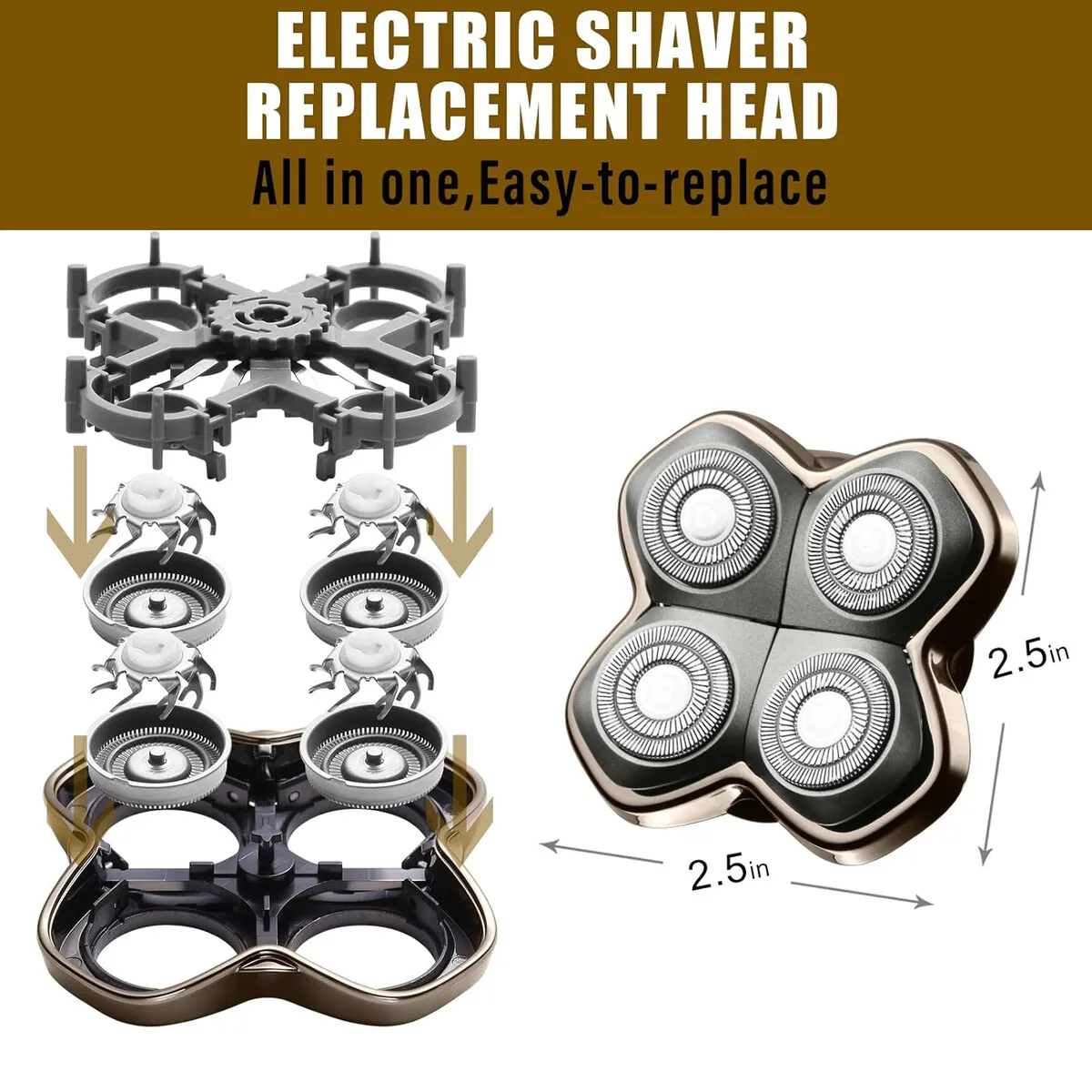 GENERICO - Repuesto Shaver PRO 4 Cabezas para Skull Pitbull