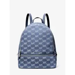 MICHAEL KORS - Mochila Rhea Logo Jacquard Denim