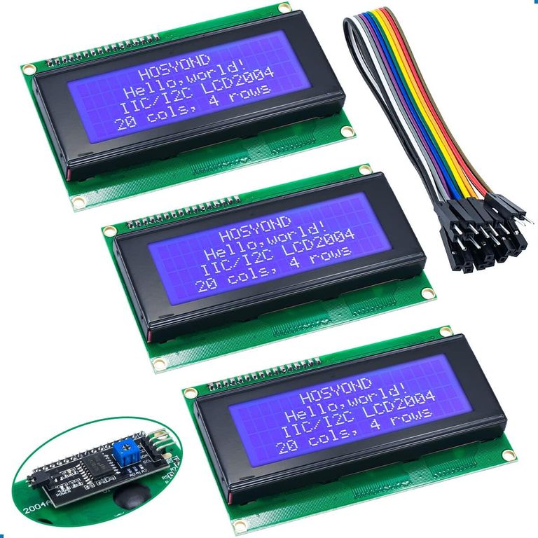GENERICO Módulo LCD 20x4 Hosyond I2C 2004 Azul Set 3 Unidades