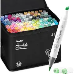 OHUHU - Marcadores 120 Colores Punta Doble Brush Chisel