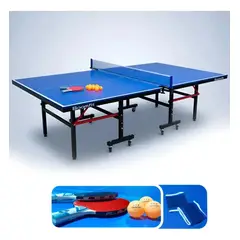 IPLAY - Mesa Ping Pong Profesional Plegable Con Ruedas 274x152cm Azul