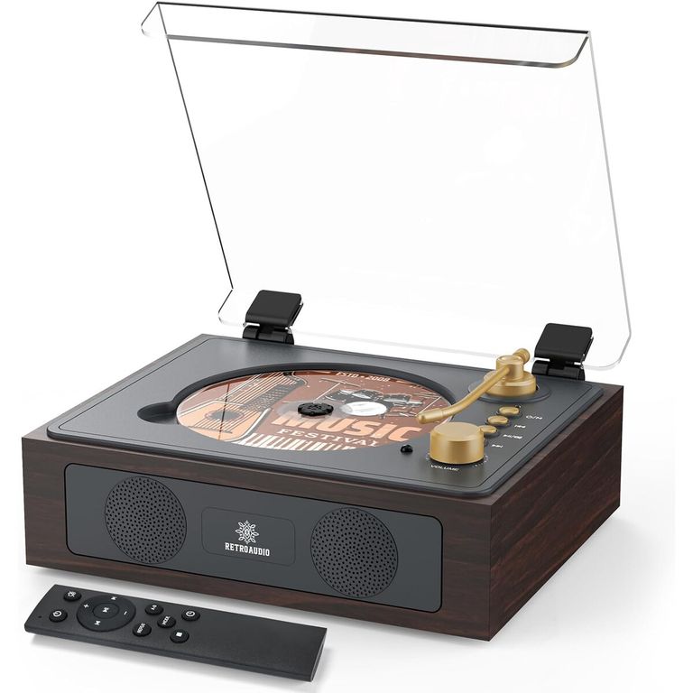 GENERICO Reproductor CD RetroAudio Bluetooth 5.3 Parlantes Control