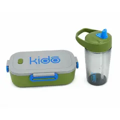 GENERICO - Pack Lonchera Infantil Kido 2 Divisiones + Botella con Bombilla