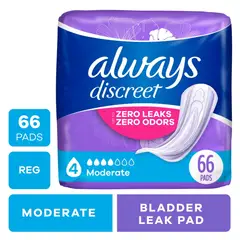 ALWAYS - Toallas Discreet Incontinencia Moderada 66 Unidades