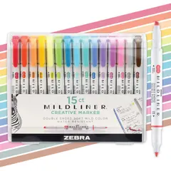 ZEBRA - Resaltadores Pen Mildliner Doble Punta Set 15 Colores