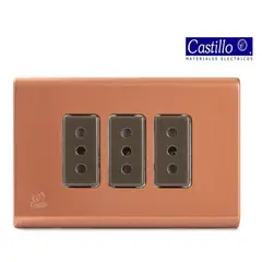 INDUSTRIA CASTILLO LTDA - Toma Corriente Triple, Embutido 10A-250V - Color Dorado - Industria Castillo