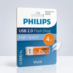 PHILIPS - Pendrive Vivid 4 GB USB Rápido Y Confiable USB 2.0 Color Naranja High Speed