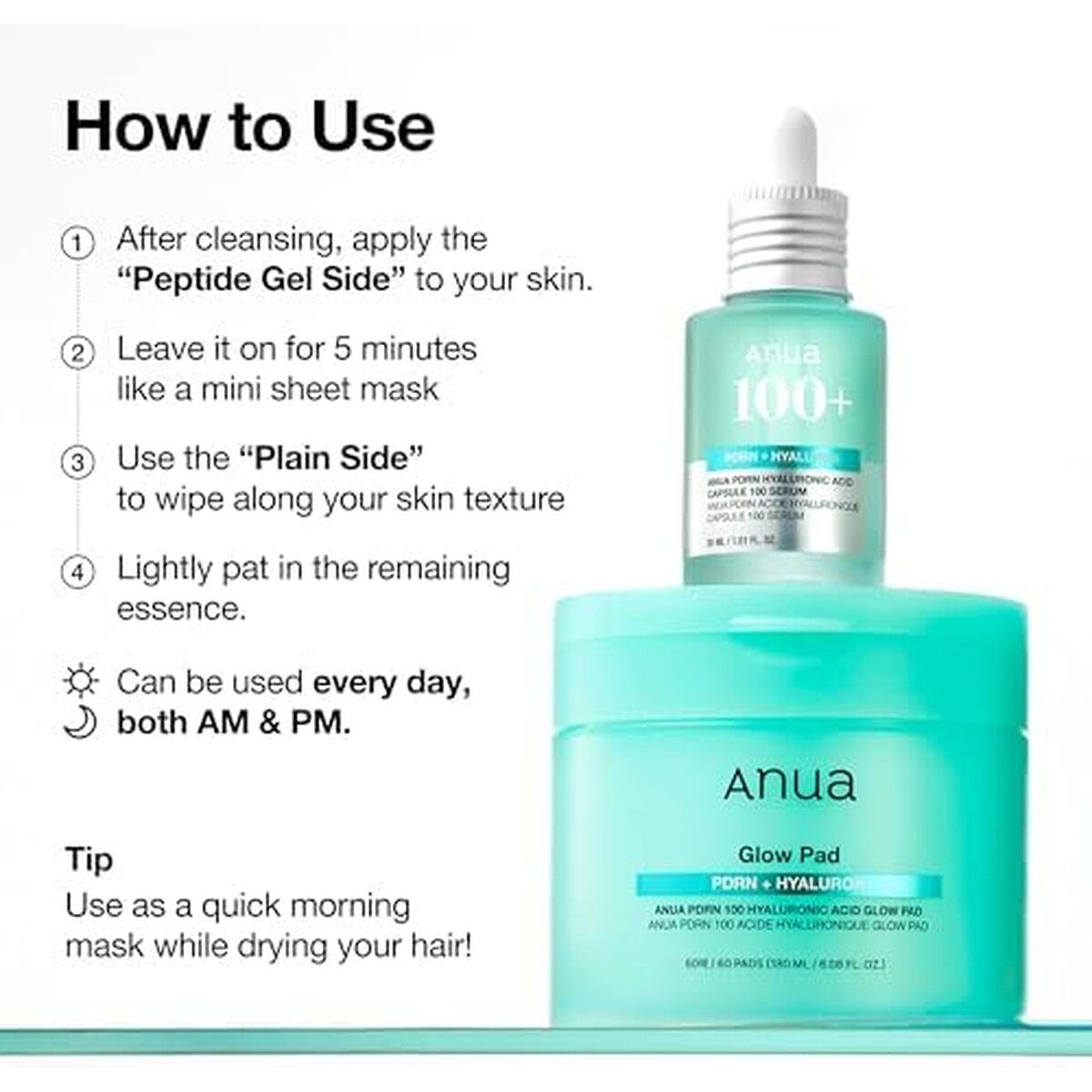 ANUA - Pads faciales Anua PDRN 100 ácido hialurónico 60u
