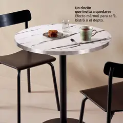 VENHOOUSE - Mesa Redonda Comedor Café Bar Madera Metal 60cm Oslo Blanca