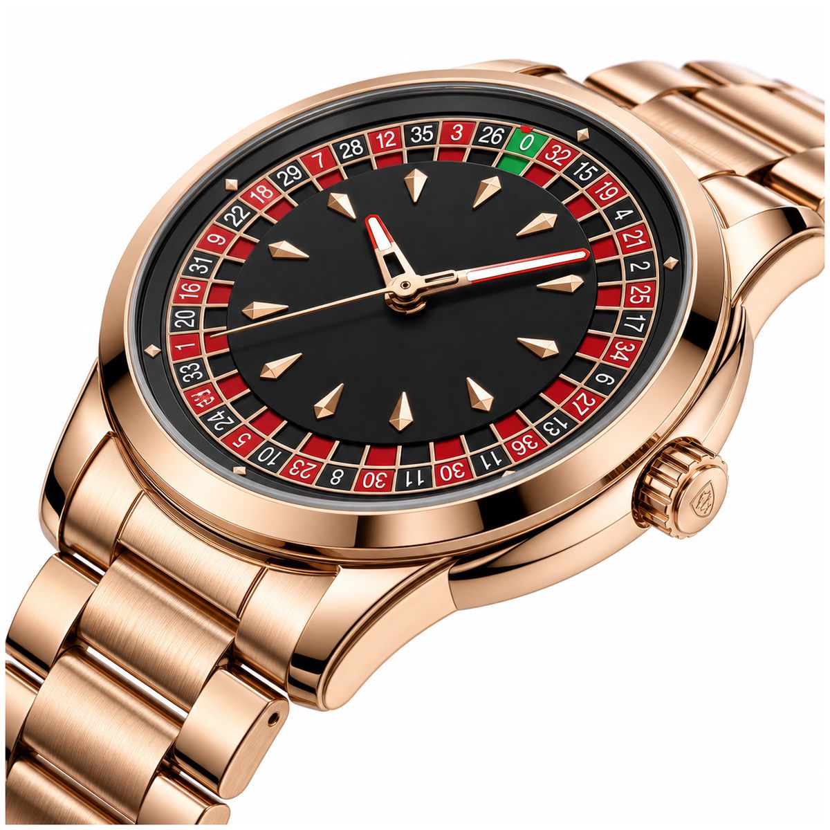 STARTECHOFFICE - Reloj de Cuarzo para Hombre con Ruleta Giratoria, Bola Móvil, Esfera Casino, Manecillas Luminosas