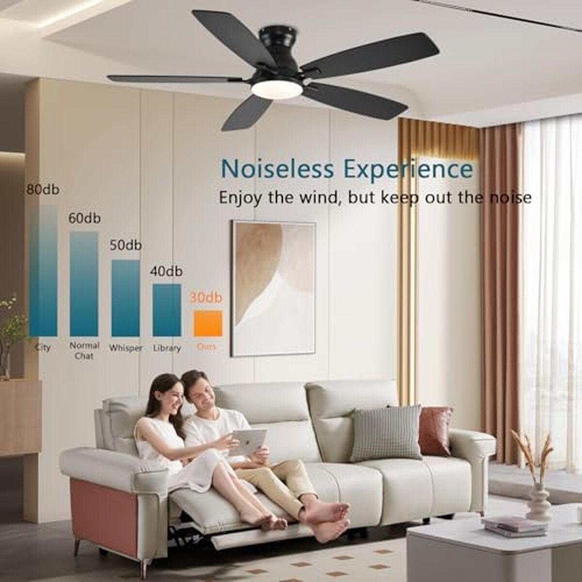 GENERICO - Ventilador de techo JSAITEE 52 con luz LED y control