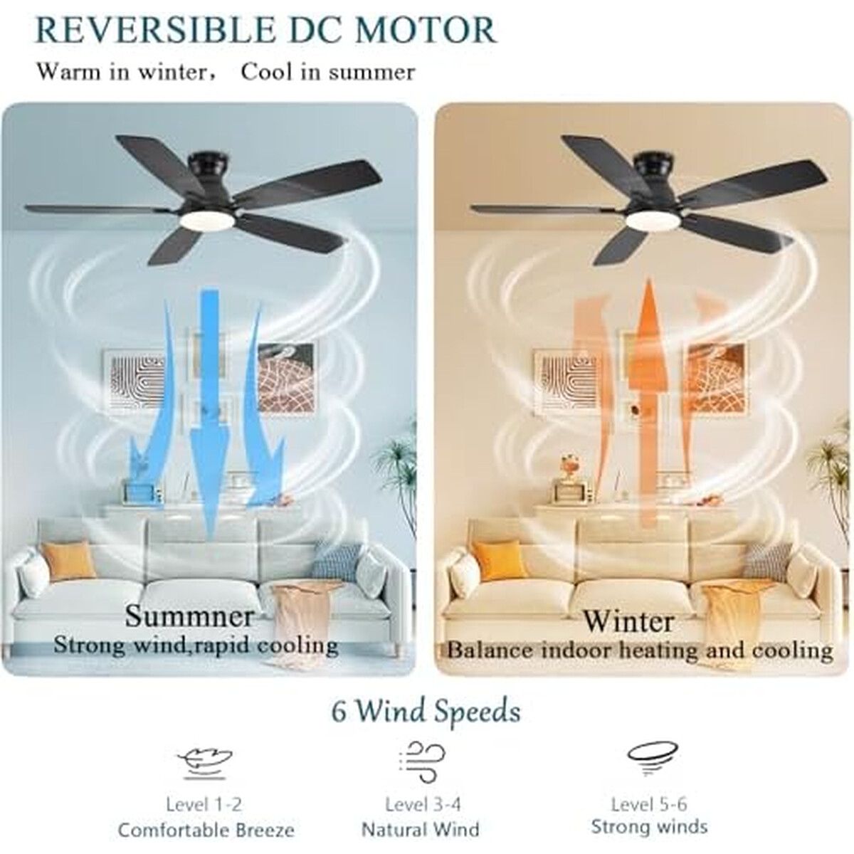 GENERICO - Ventilador de techo JSAITEE 52 con luz LED y control