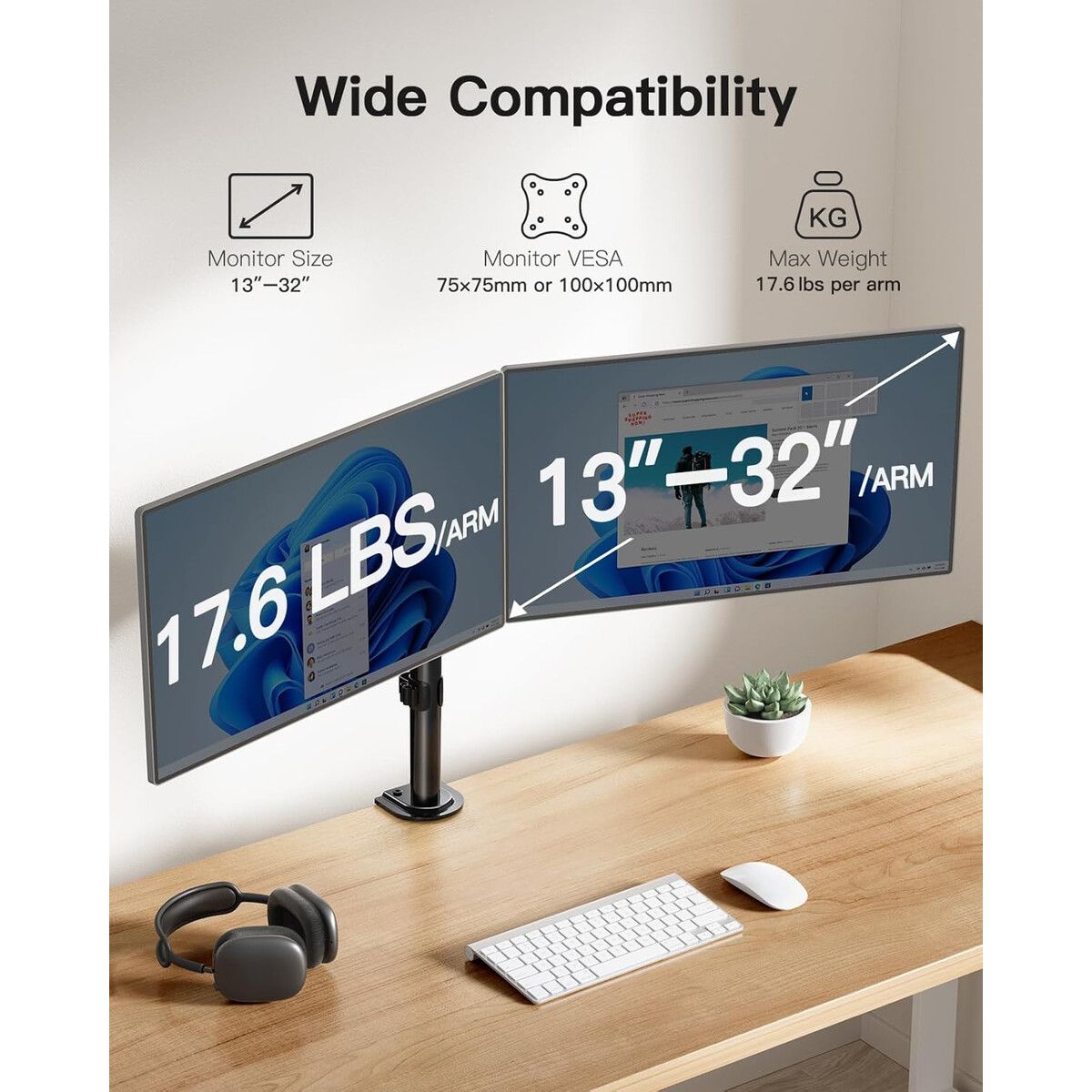 GENERICO - Soporte HUANUO Doble Monitor 30 Pulgadas
