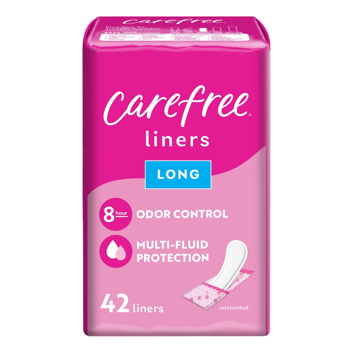 CAREFREE - Protectores Diarios Carefree Largos Sin Aroma 42 Unidades