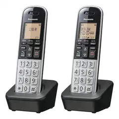 PANASONIC - Pack DUO Teléfono Inalambrico Bloqueo De Llamadas Altavoz Color Plateado
