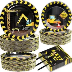 FIESTA - Set de Platos y Servilletas Construcción para 50