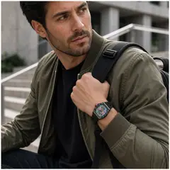 STARTECHOFFICE - Reloj Analógico para Hombre 50 mm Cuarzo Tonneau Luminoso Resistente al Agua Correa de Silicona