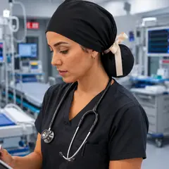 MARINA COLORINA - Gorro clínico con lazo e interior de satin color Negro