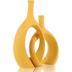 GENERICO - Florero Cerámico Amarillo WUBIANJIE Moderno 6,1x12 cm